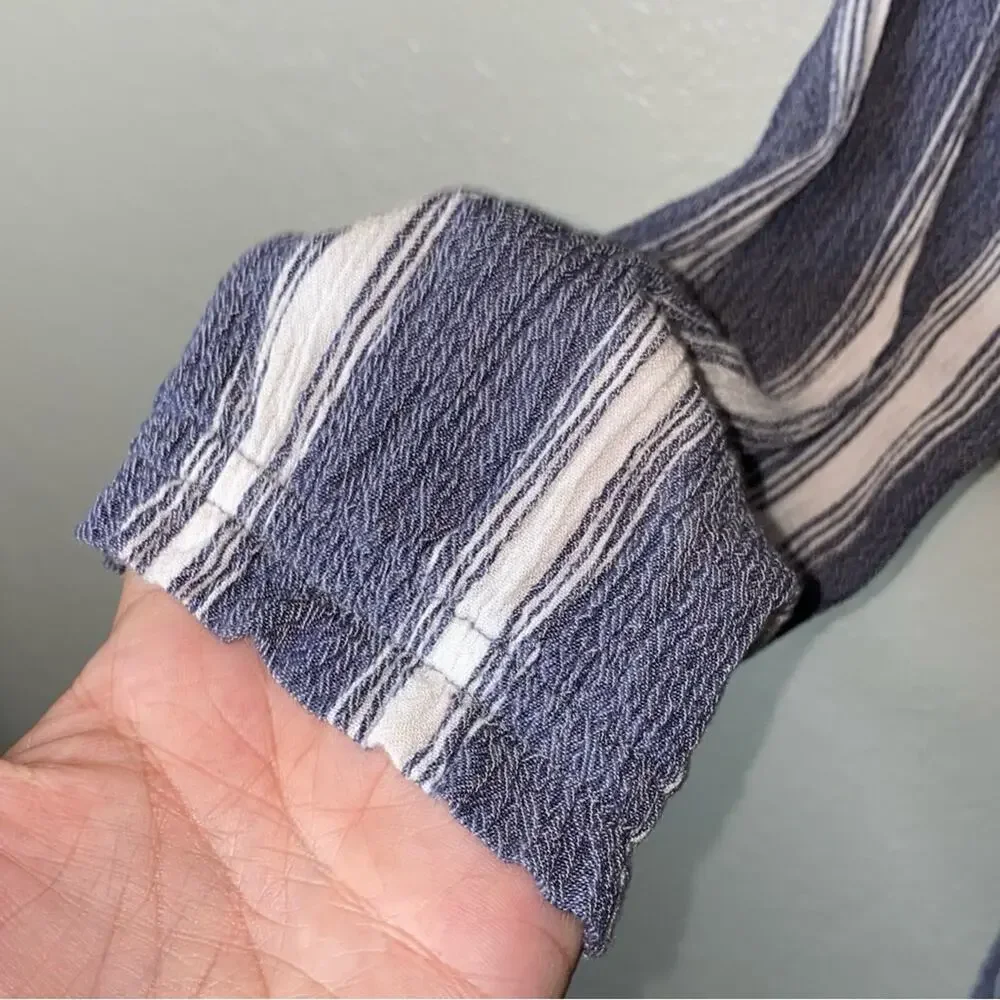 Justice Girls Blue White Striped Smocked Romper Size‎ 12 Boho Tassel